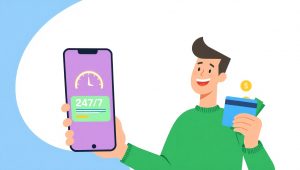 Онлайн-займ без проверки кредитной истории: смартфон с одобренной заявкой и карта с поступающими деньгами.